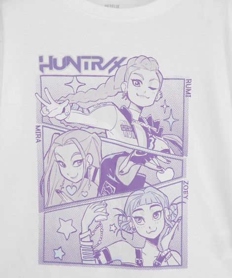 blusa infantil de algodão manga longa guerreiras do kpop off white