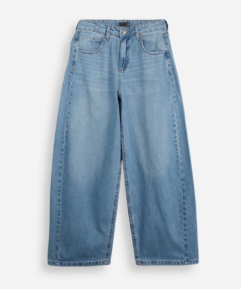 calça jeans balloon juvenil azul