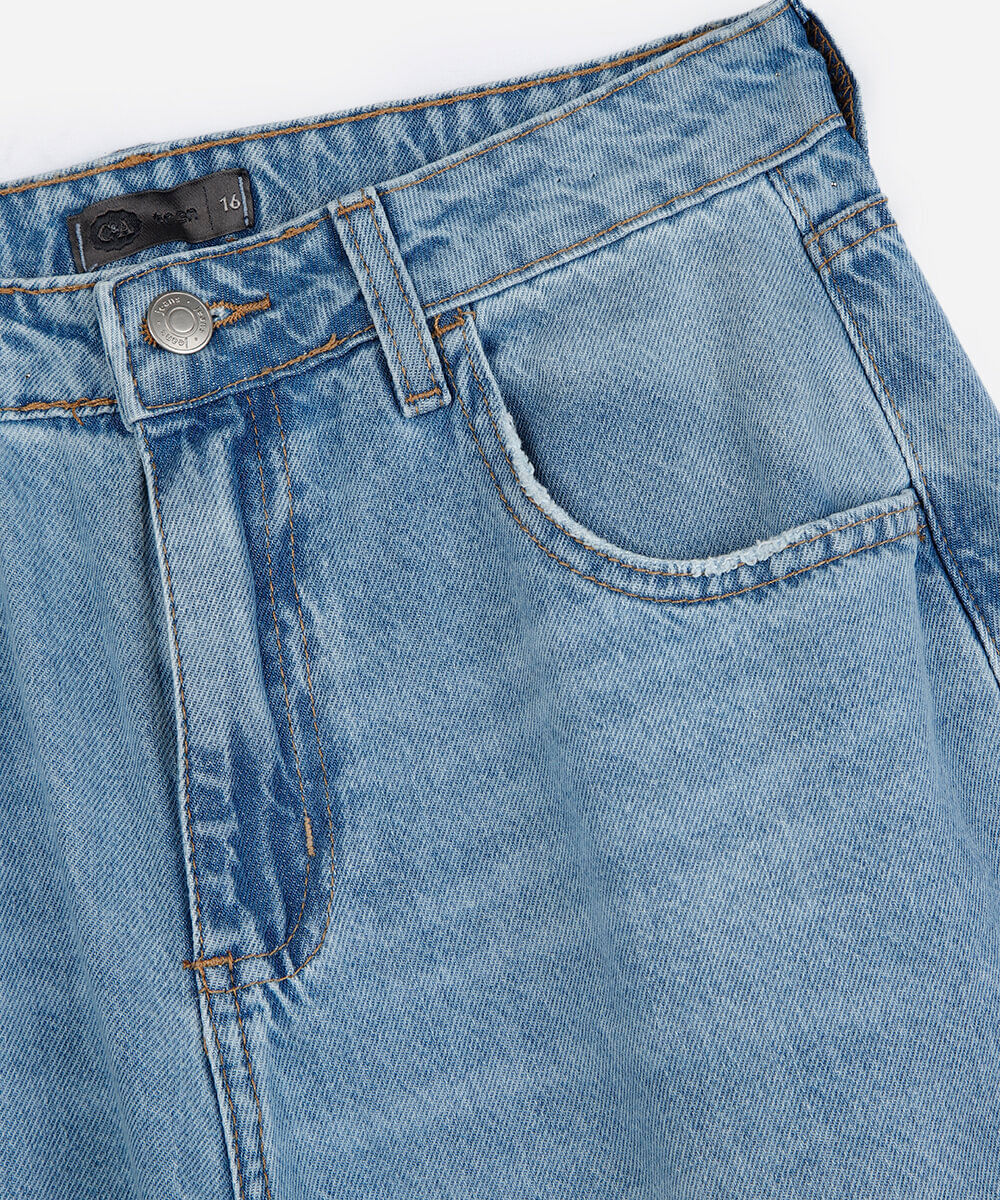 calça jeans balloon juvenil azul