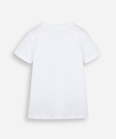camiseta infantil de algodão com listras off white