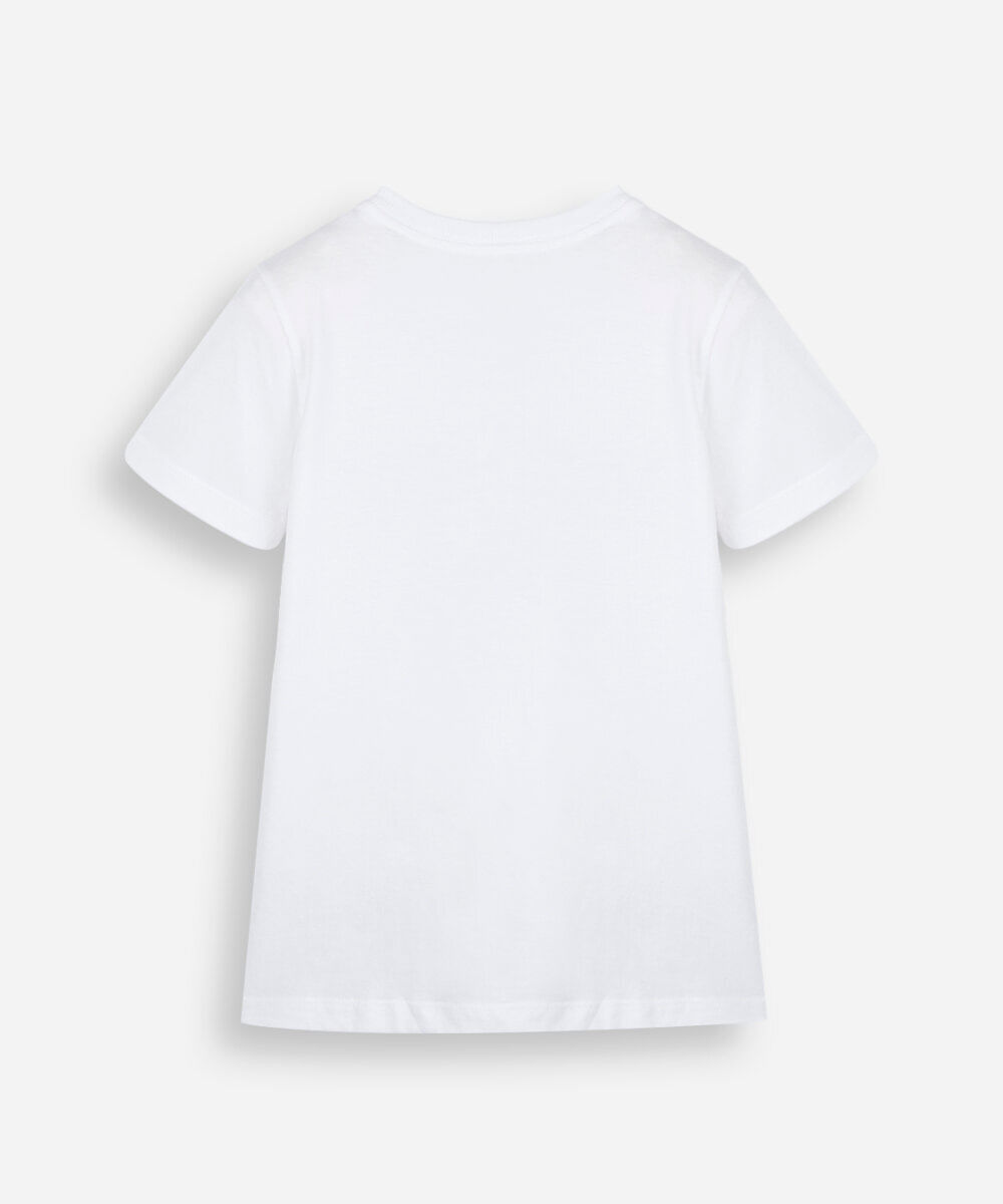 camiseta infantil de algodão com listras off white
