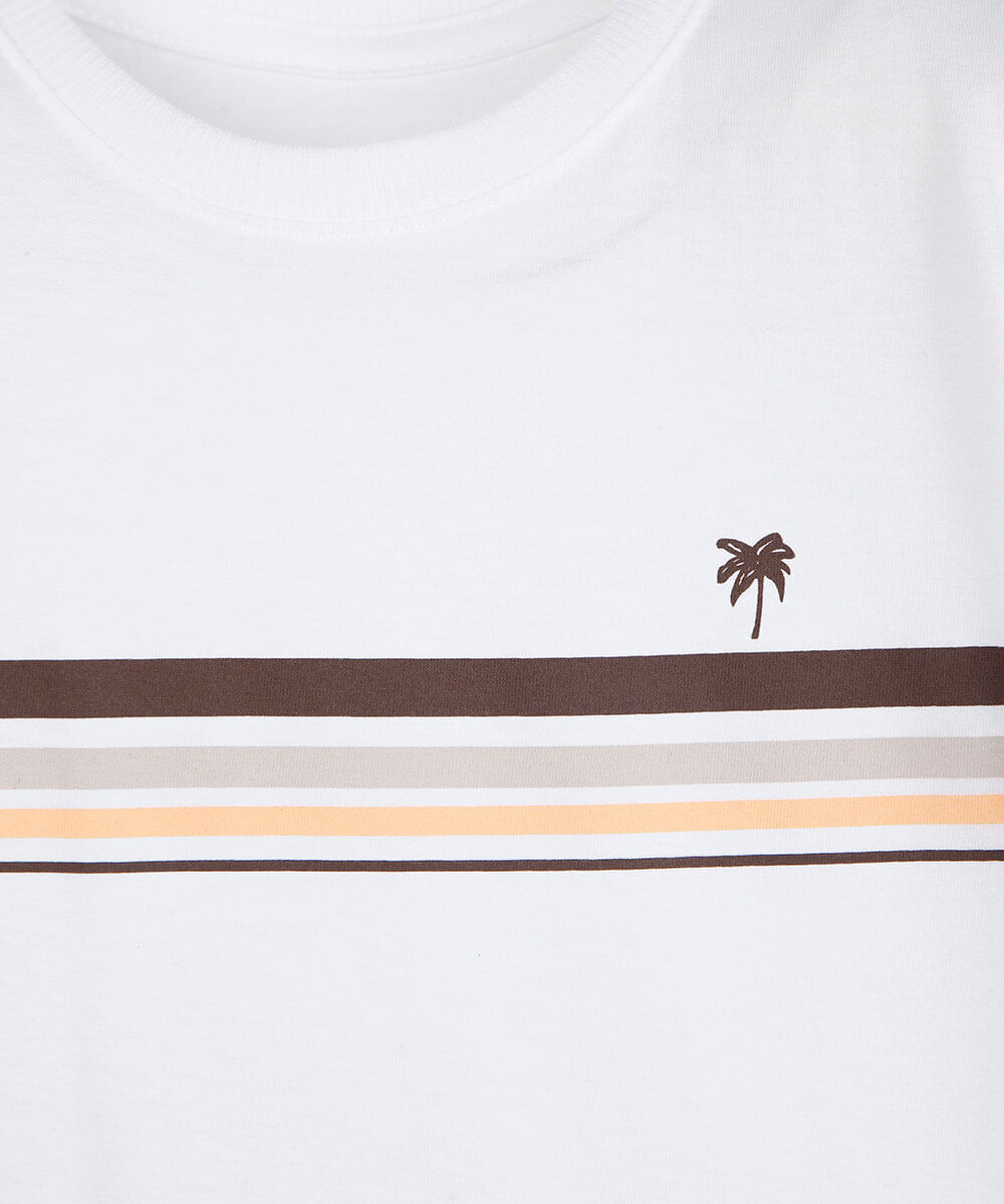 camiseta infantil de algodão com listras off white