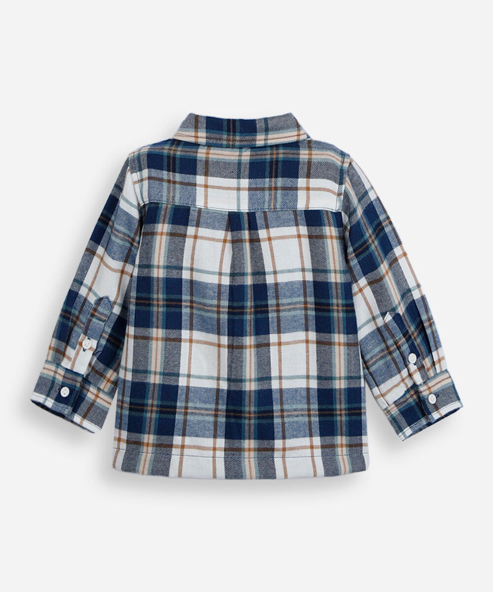 camisa infantil com viscose manga longa xadrez azul