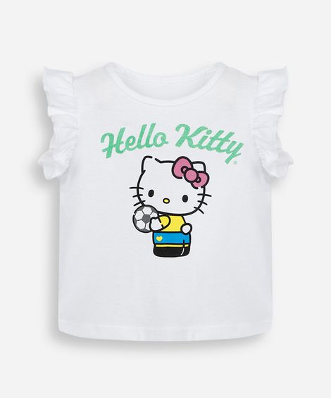 blusa infantil de algodão hello kitty copa off white