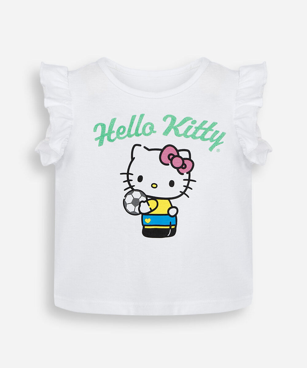 blusa infantil de algodão hello kitty copa off white