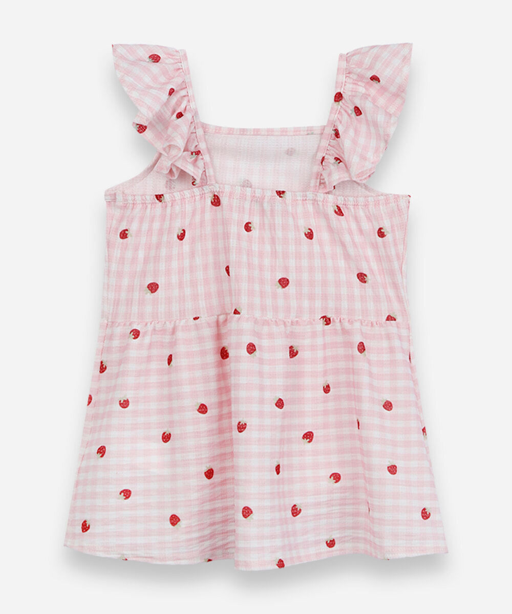 blusa infantil alça fina com babados xadrez colorida