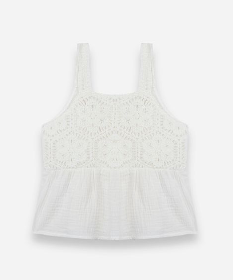 blusa infantil de algodão com bordado off white