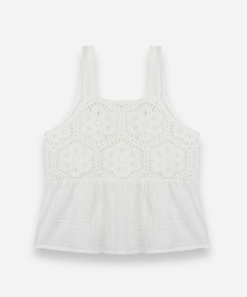 blusa infantil de algodão com bordado off white