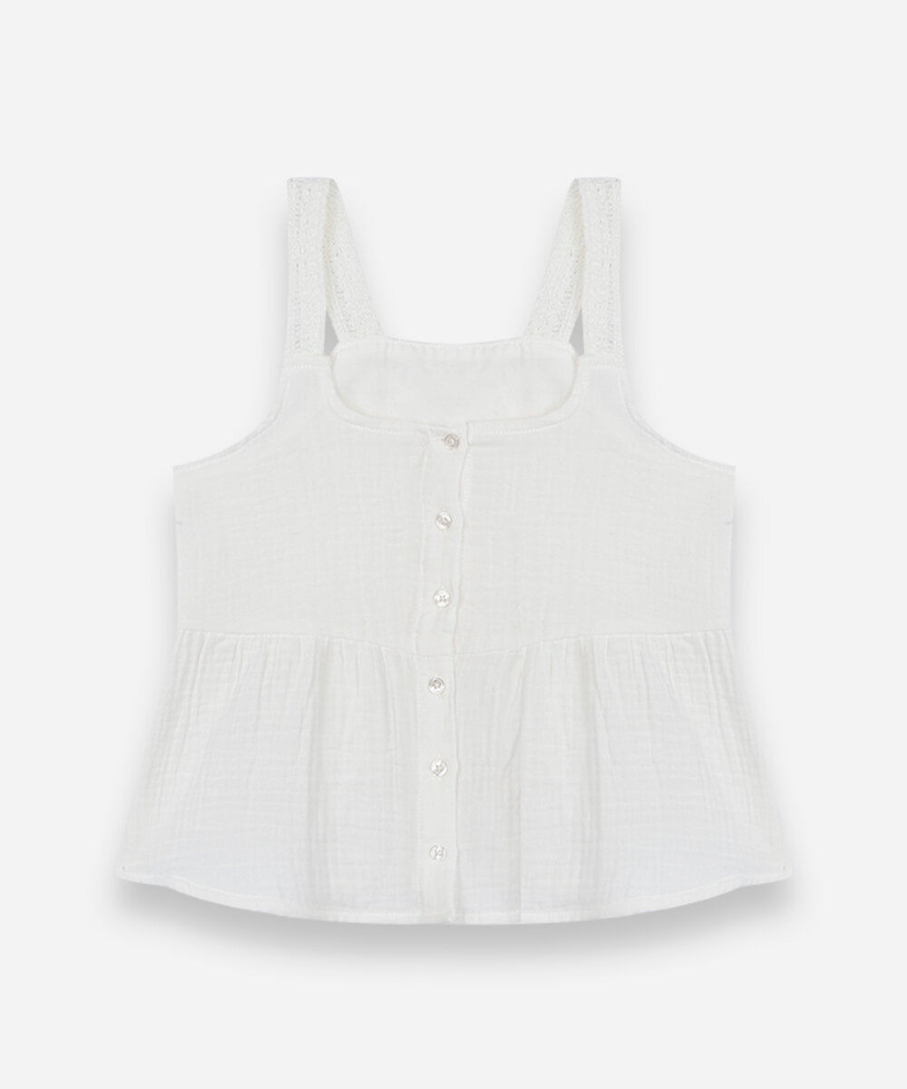 blusa infantil de algodão com bordado off white