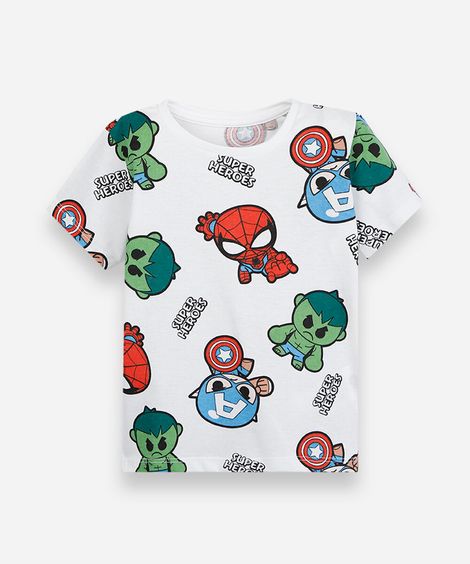 camiseta infantil de algodão marvel off white