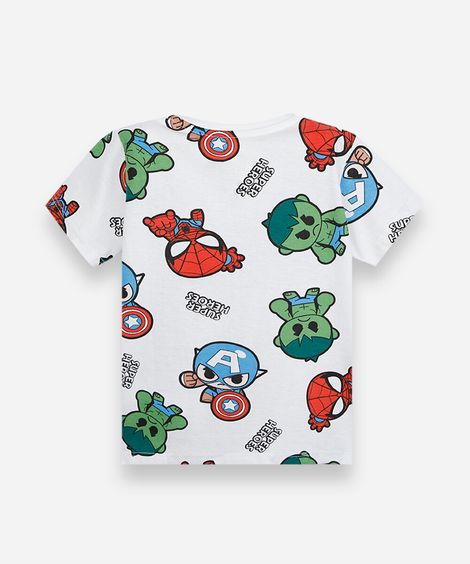 camiseta infantil de algodão marvel off white