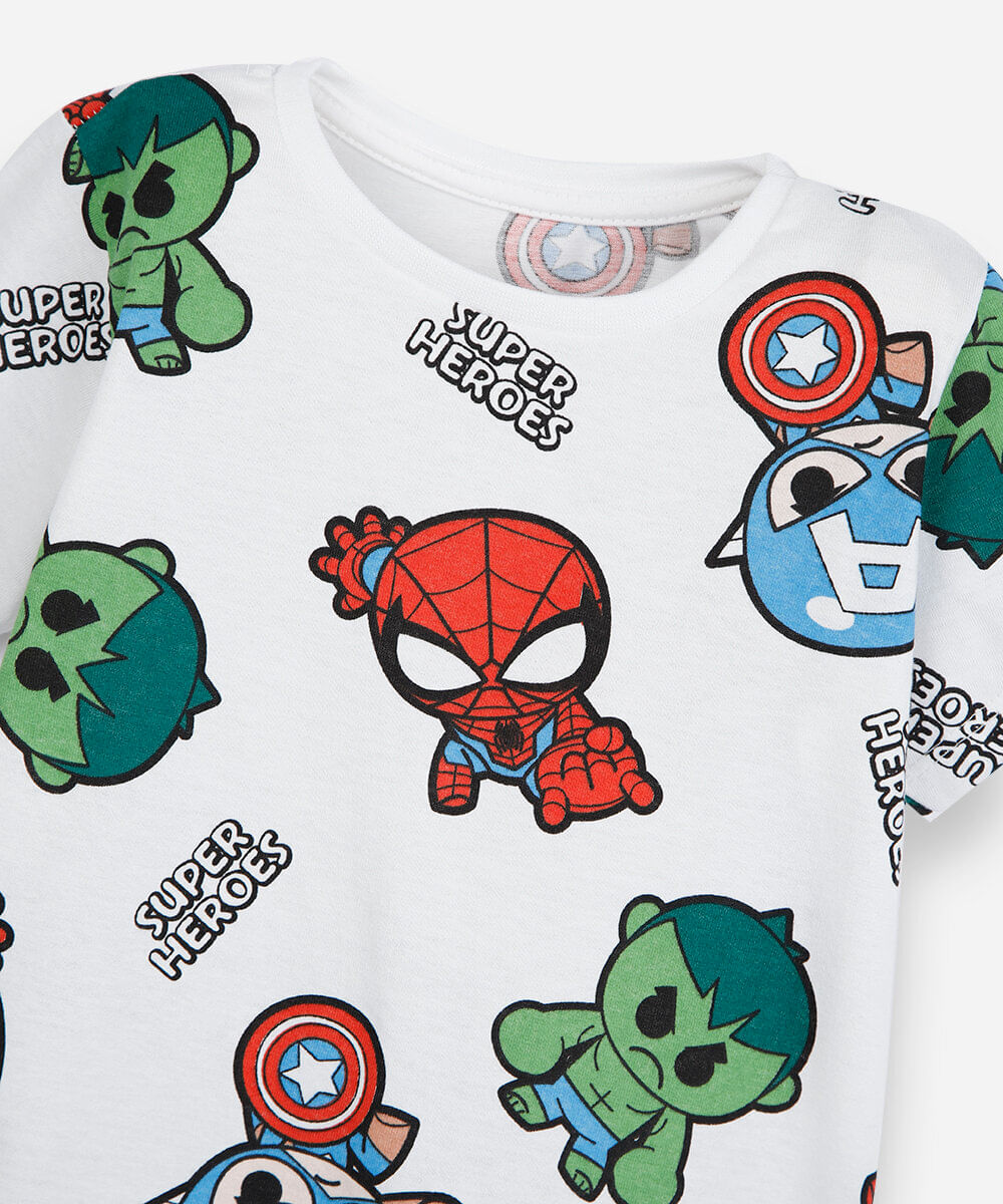 camiseta infantil de algodão marvel off white