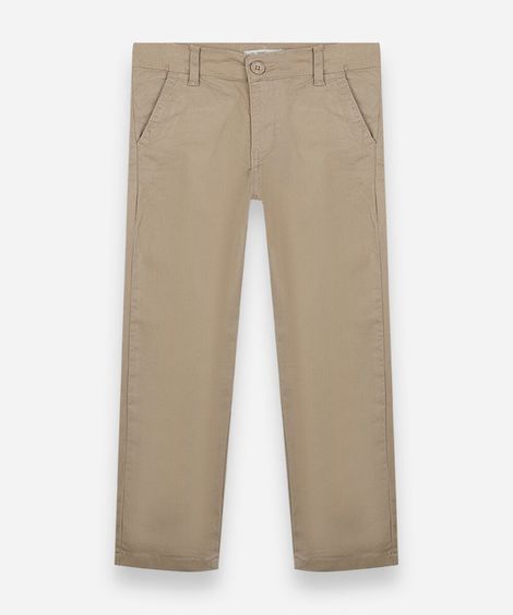 calça slim chino infantil de sarja bege