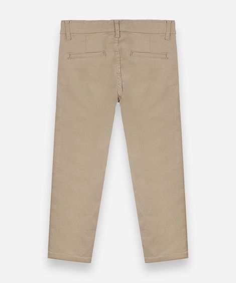calça slim chino infantil de sarja bege