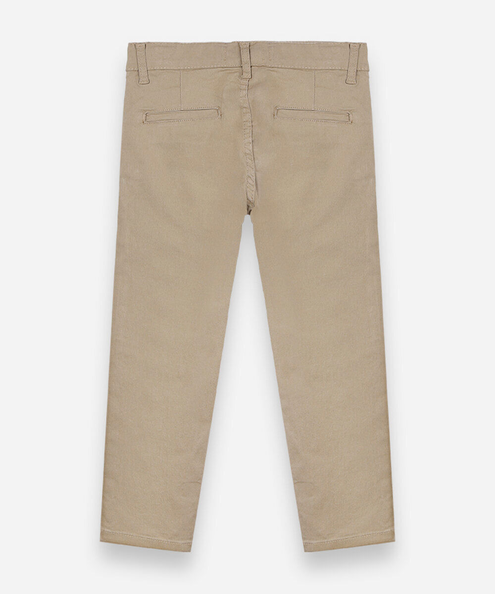 calça slim chino infantil de sarja bege