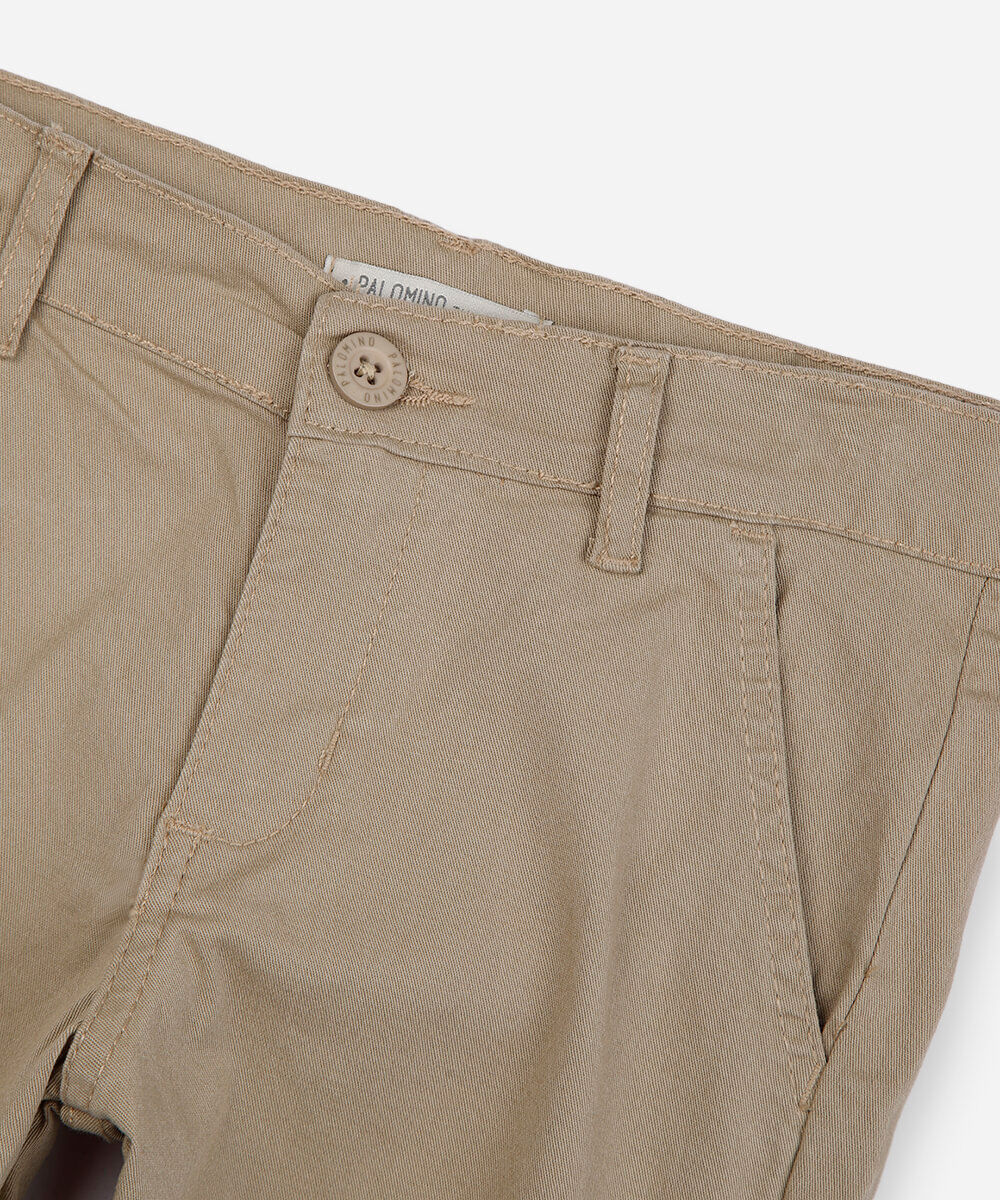 calça slim chino infantil de sarja bege