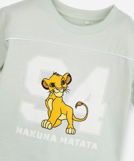 camiseta infantil de algodão manga curta simba verde