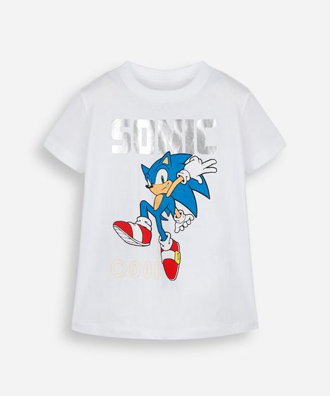 camiseta infantil de algodão sonic off white