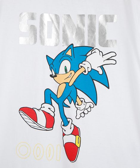 camiseta infantil de algodão sonic off white