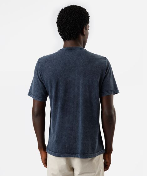camiseta masculina de algodão manga curta marmorizada azul