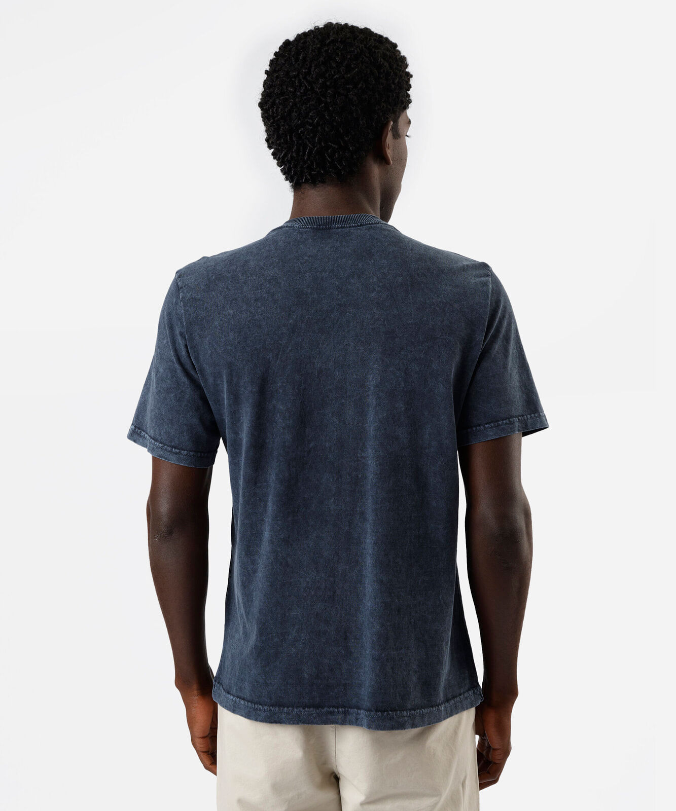 camiseta masculina de algodão manga curta marmorizada azul