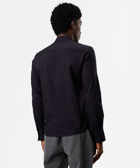 camisa manga longa slim fit algodão preta