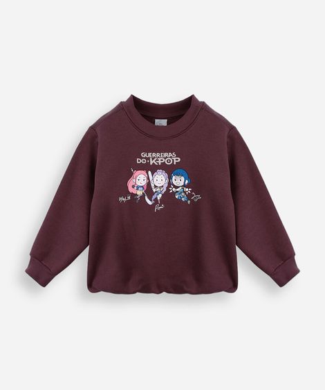moletom balonê infantil guerreiras do kpop vinho