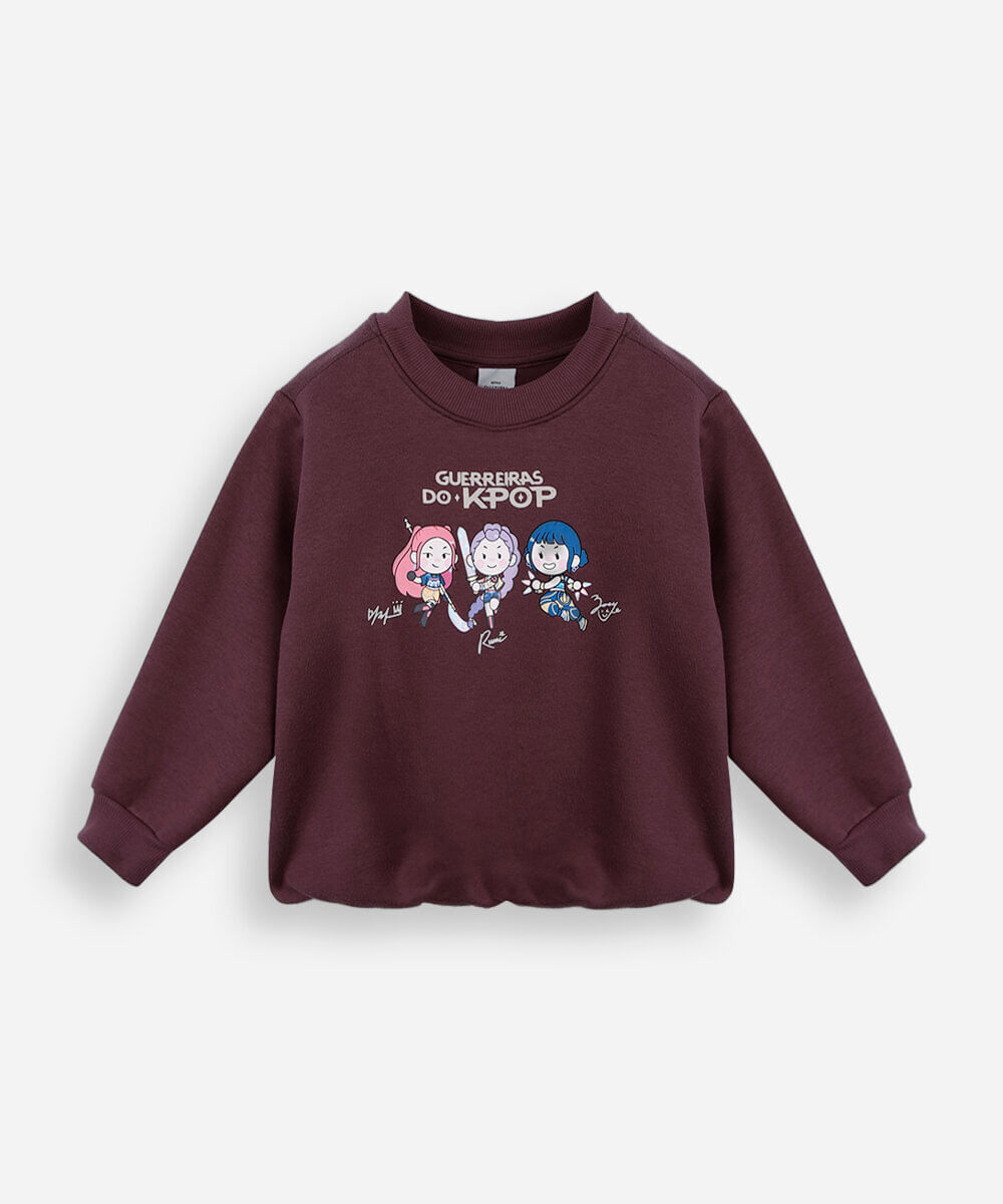 moletom balonê infantil guerreiras do kpop vinho