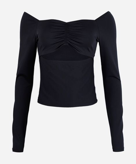 cropped juvenil cut out manga longa preto