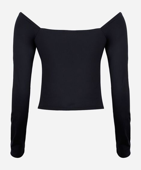 cropped juvenil cut out manga longa preto