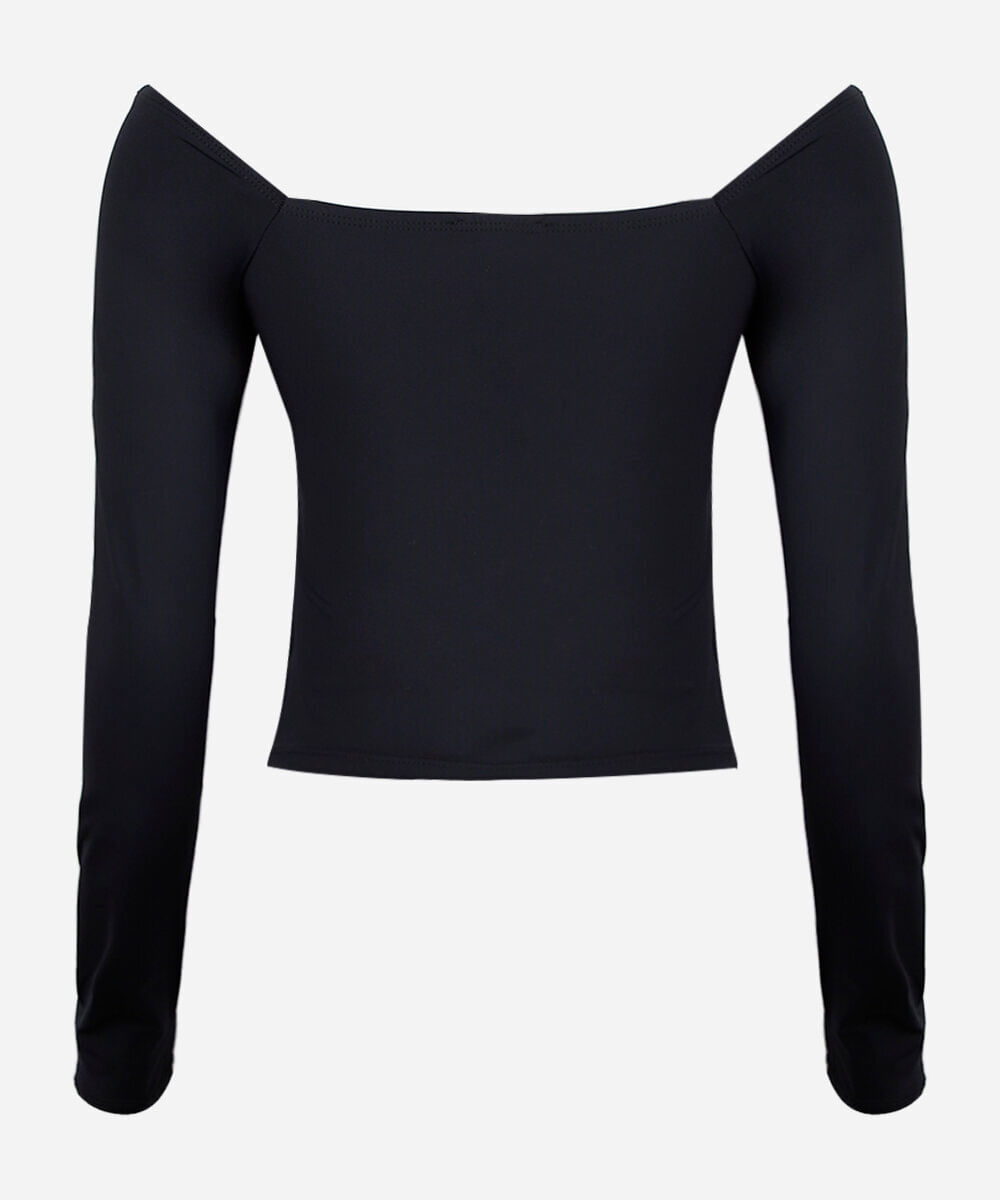 cropped juvenil cut out manga longa preto