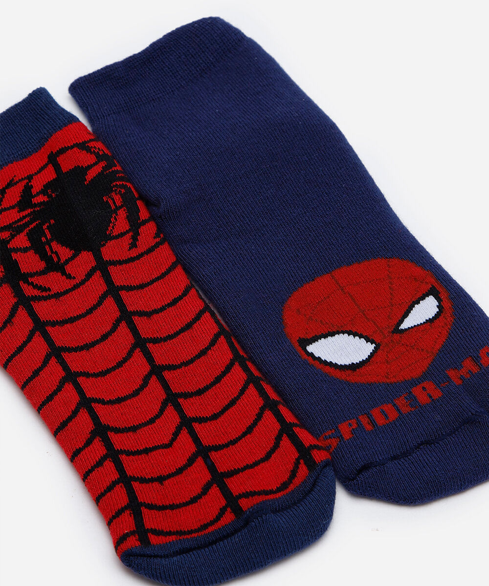 kit de 2 meias cano médio homem aranha colorido