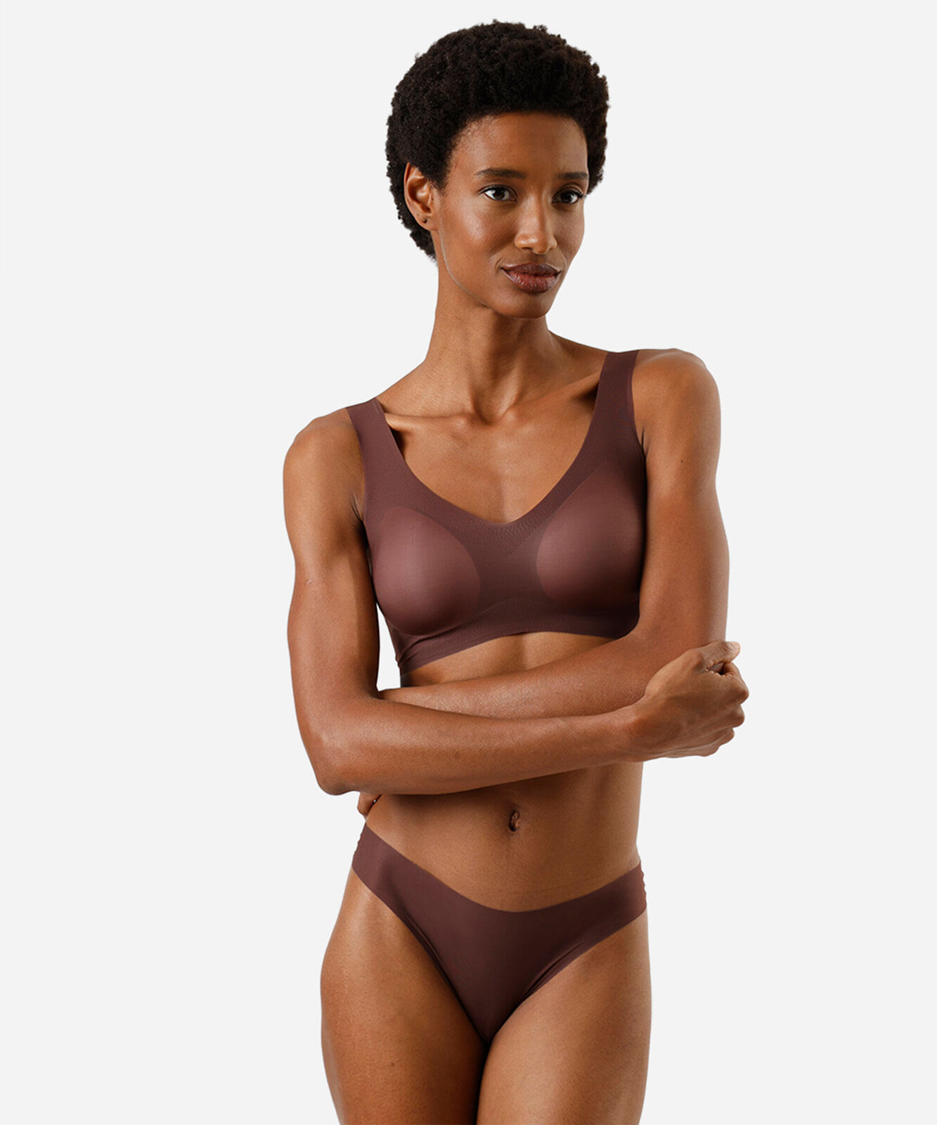 sutiã top invisível feminino com bojo removível marrom