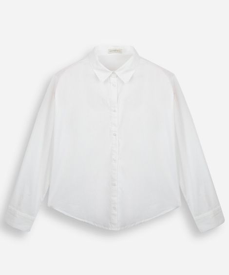 camisa infantil de algodão manga longa off white