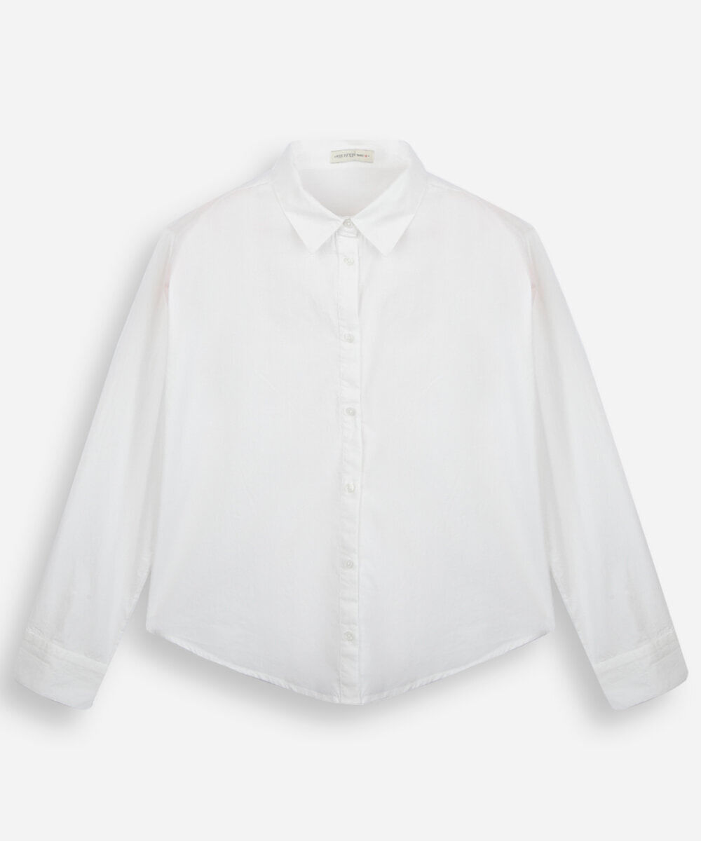 camisa infantil de algodão manga longa off white