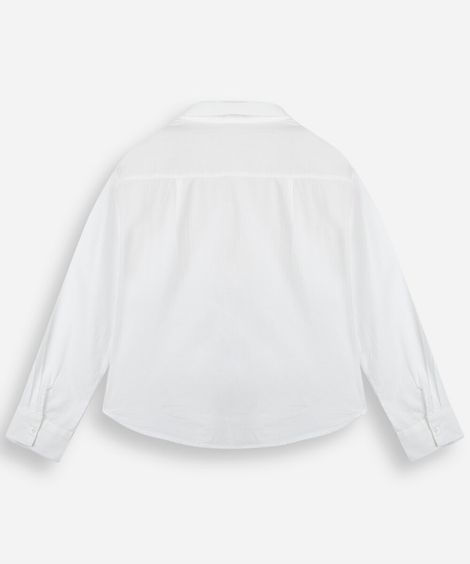 camisa infantil de algodão manga longa off white