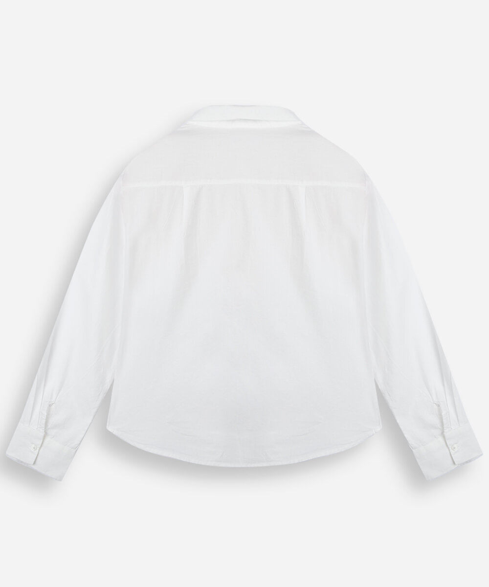 camisa infantil de algodão manga longa off white
