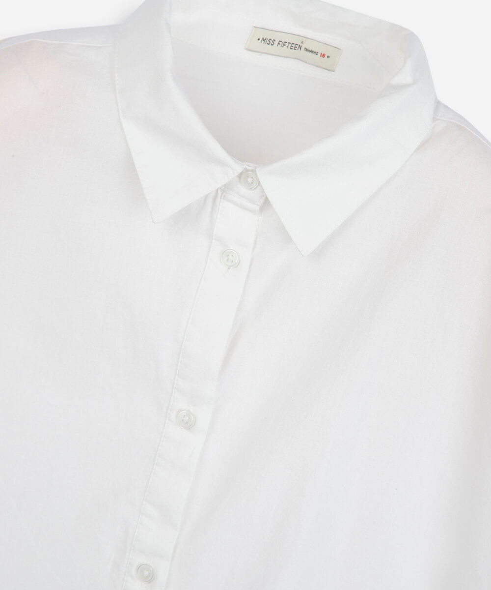 camisa infantil de algodão manga longa off white