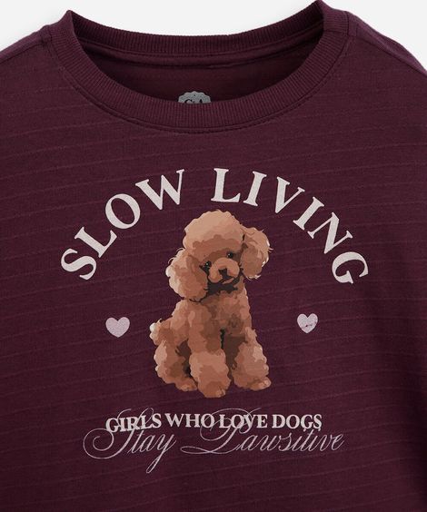 blusa infantil de algodão estampada vinho