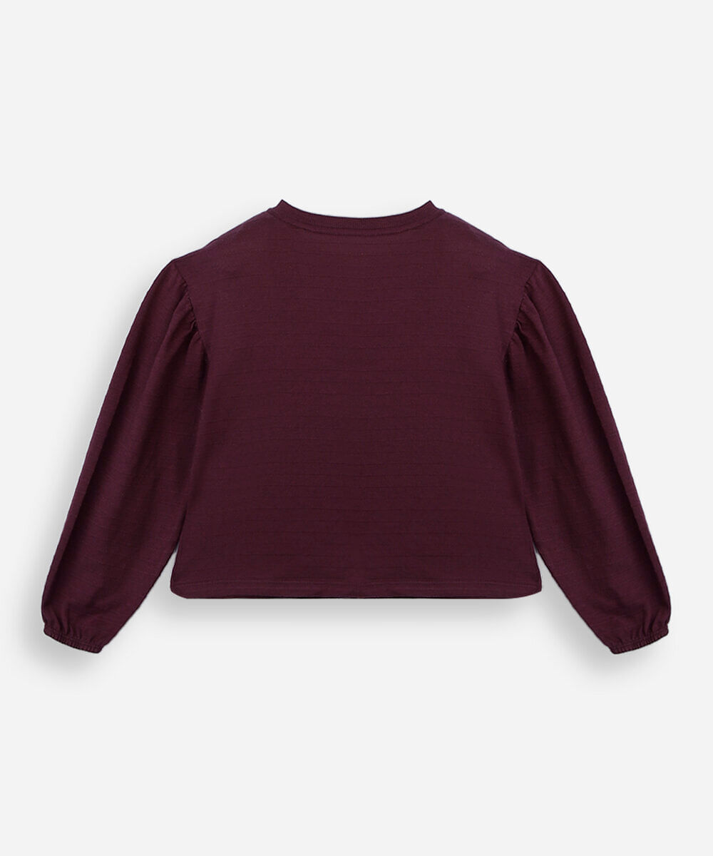 blusa infantil de algodão estampada vinho