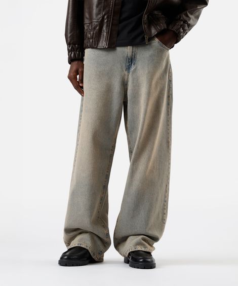 calça jeans masculina super baggy marrom