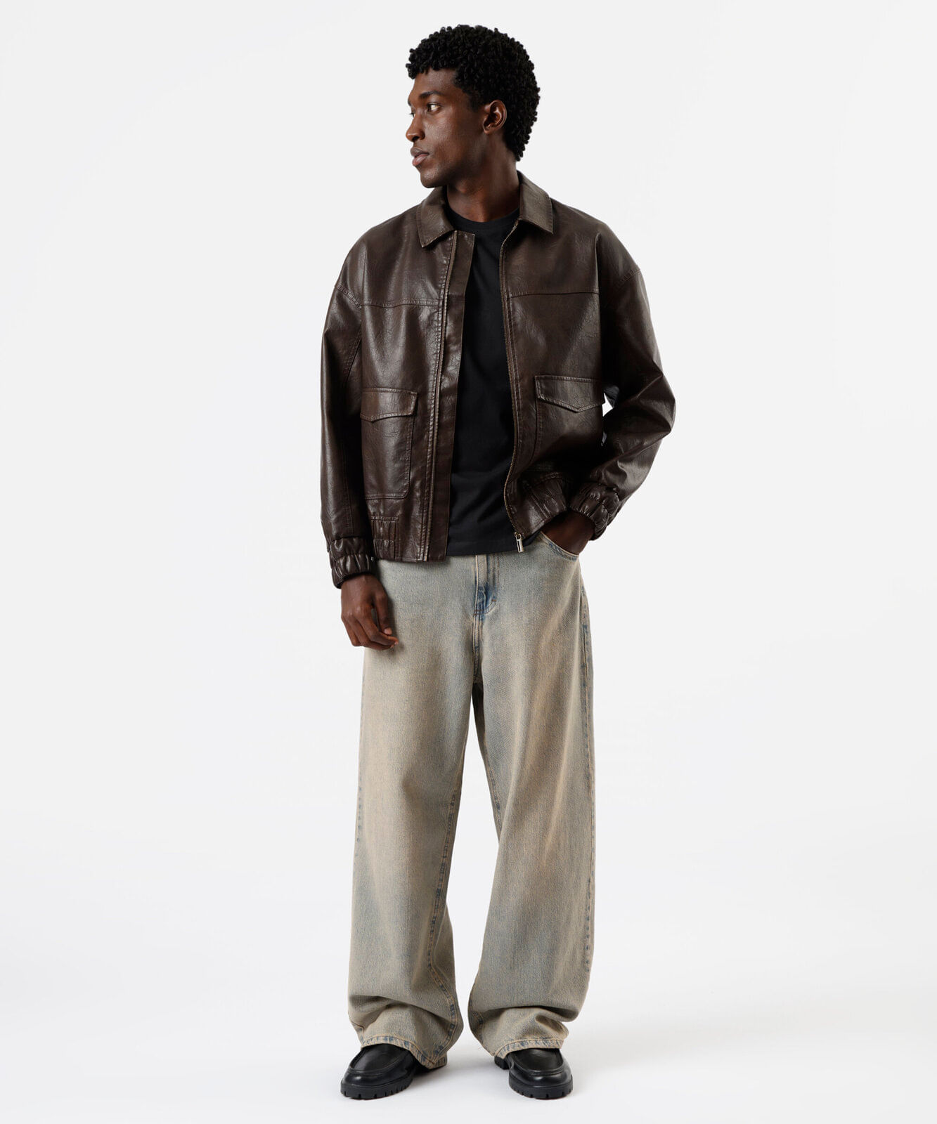 calça jeans masculina super baggy marrom