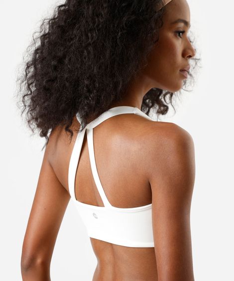 top esportivo feminino decote v off white