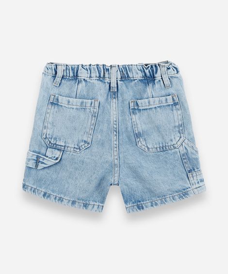 bermuda jeans infantil de algodão azul