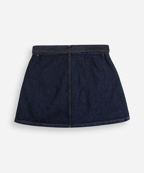 saia jeans infantil de algodão com cinto azul