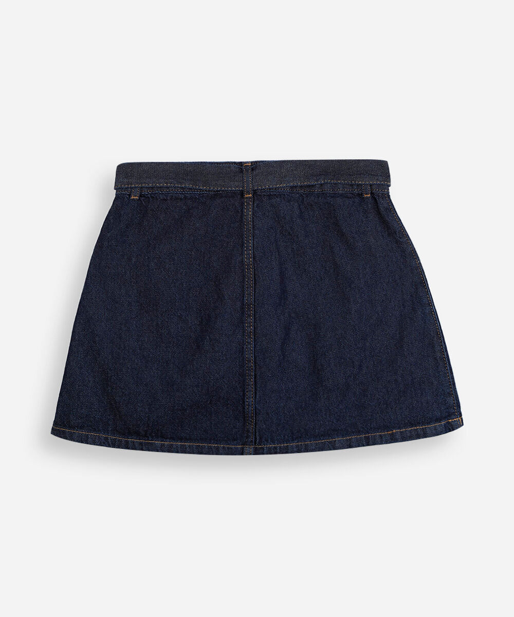 saia jeans infantil de algodão com cinto azul