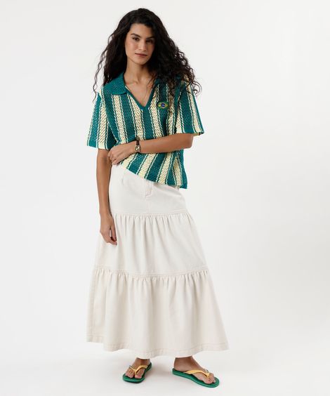 saia feminina midi marias com cinto bege