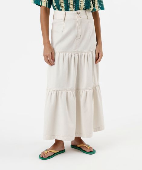 saia feminina midi marias com cinto bege