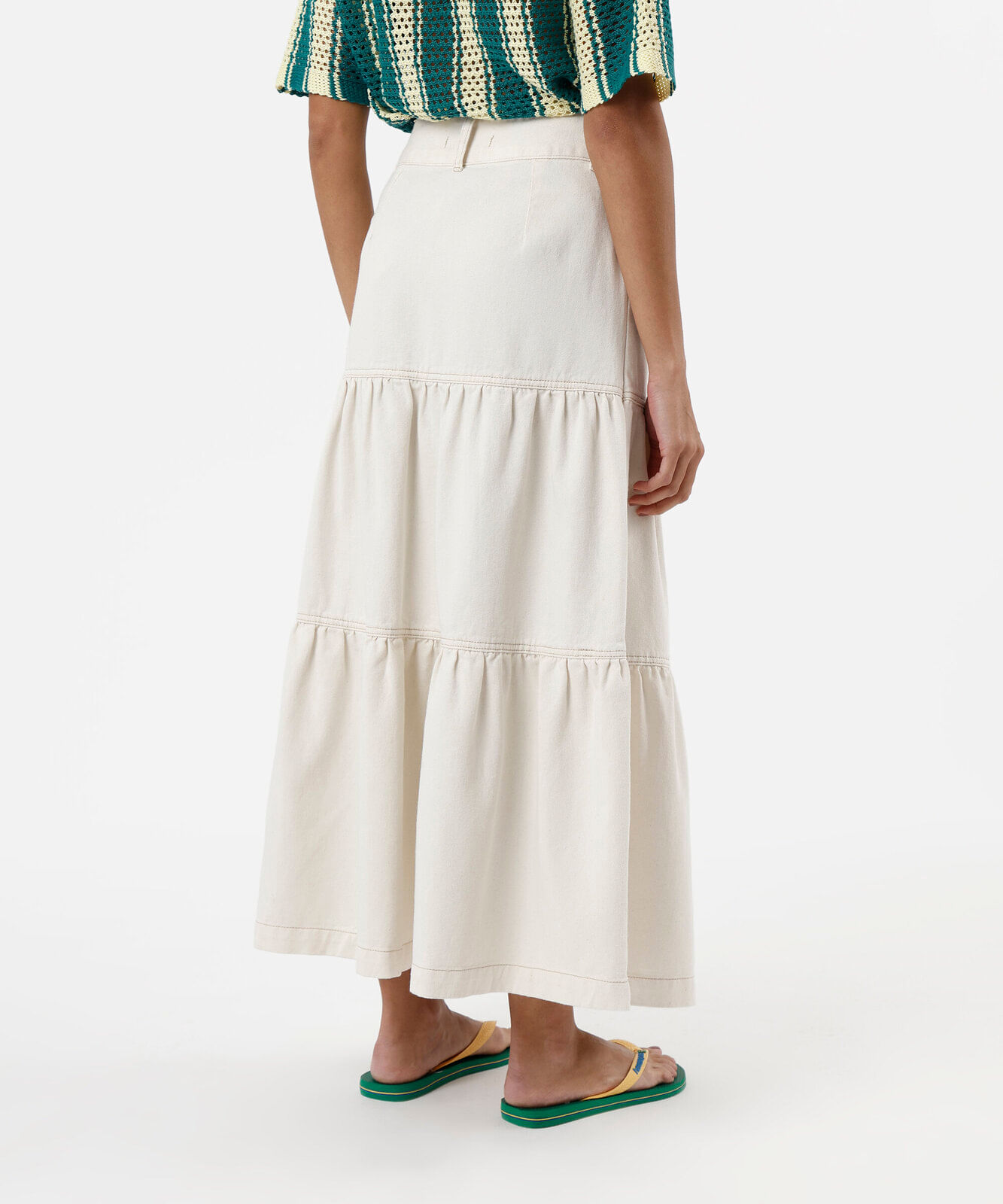 saia feminina midi marias com cinto bege