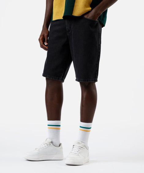 bermuda reta masculina jeans preta